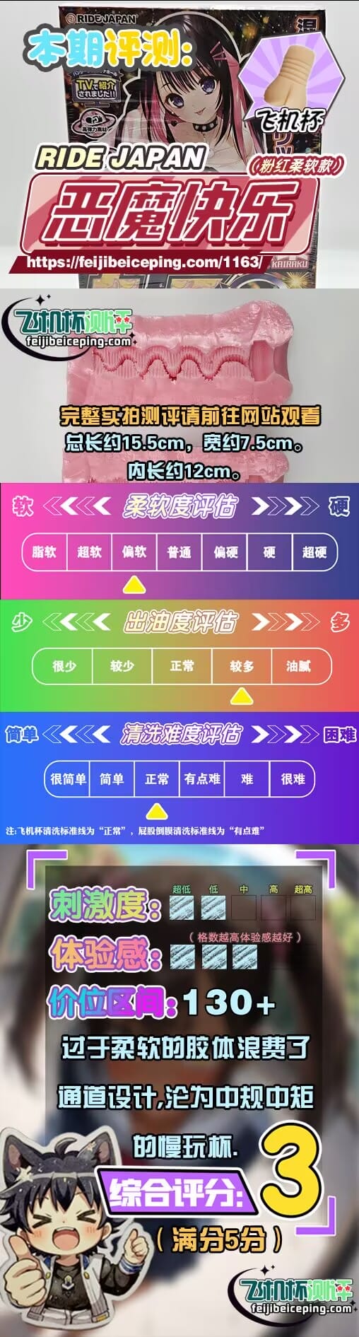 ride japan恶魔快乐飞机杯测评(粉色软款)